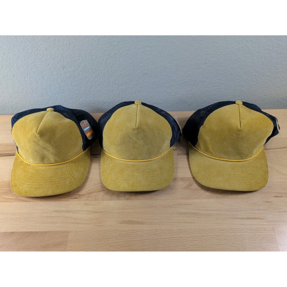 Richardson 930 Lot of 3 Hats Adult One Size Amber Gold Navy Corduroy Trucker Cap